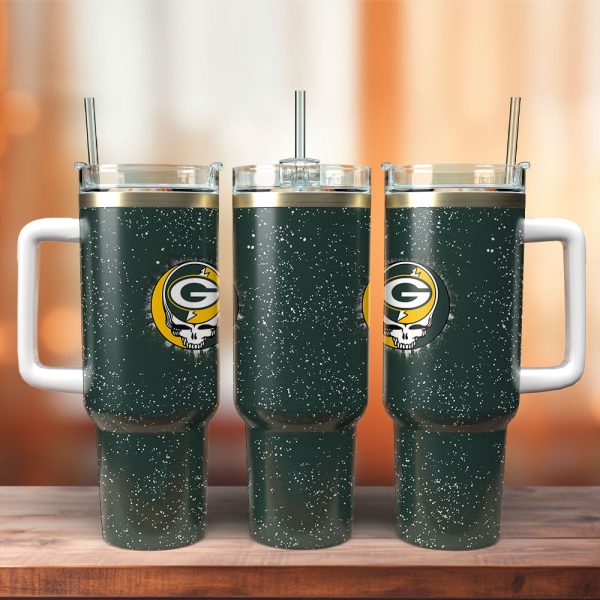 Grateful Dead X Green Bay Packers NFL Custom Stanley Quencher 30oz-40oz Stainless Steel Tumbler Hot And Cold Tumbler