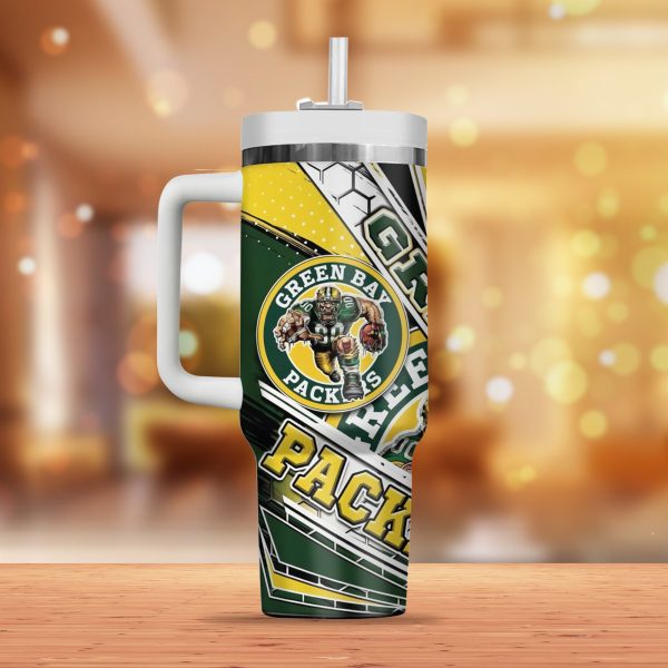 Green Bay Packers Mascot NFL Custom Stanley Quencher 30oz-40oz Stainless Steel Tumbler Hot And Cold Tumbler - Image 2