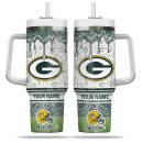 Green Bay Packers NFL Glitter Custom Stanley Quencher 30oz-40oz Stainless Steel Tumbler Hot And Cold Tumbler