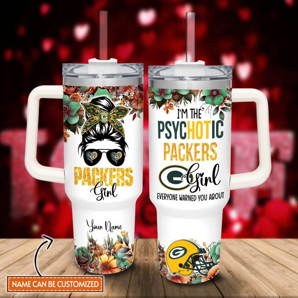 Packers Girl Green Bay Packers NFL Custom Stanley Quencher 30oz-40oz Stainless Steel Tumbler Hot And Cold Tumbler