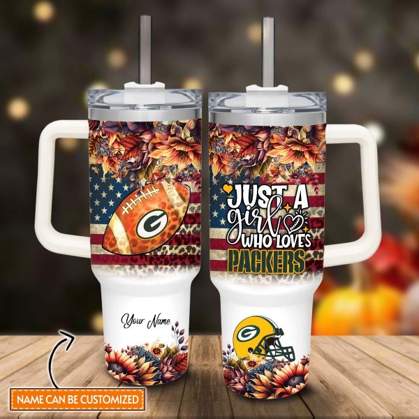 Green Bay Packers NFL Custom Stanley Quencher 30oz-40oz Stainless Steel Tumbler Hot And Cold Tumbler