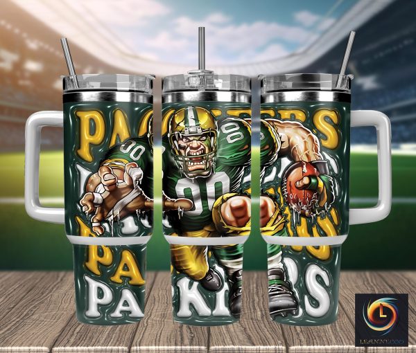 Green Bay Packers NFL Mascot Custom Stanley Quencher 30oz-40oz Stainless Steel Tumbler Hot And Cold Tumbler
