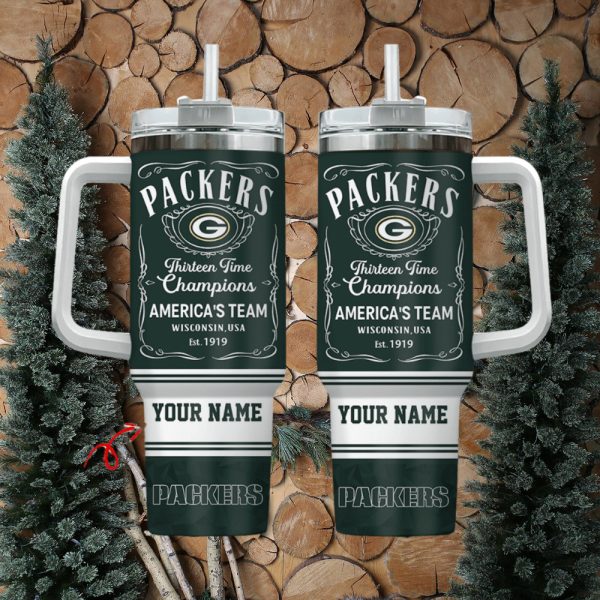 Green Bay Packers NFL Custom Stanley Quencher 30oz-40oz Stainless Steel Tumbler Hot And Cold Tumbler