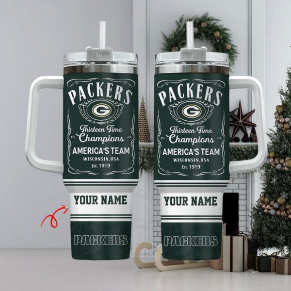 Green Bay Packers NFL Custom Stanley Quencher 30oz-40oz Stainless Steel Tumbler Hot And Cold Tumbler - Image 2