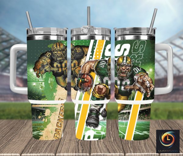 Green Bay Packers NFL Mascot Custom Stanley Quencher 30oz-40oz Stainless Steel Tumbler Hot And Cold Tumbler