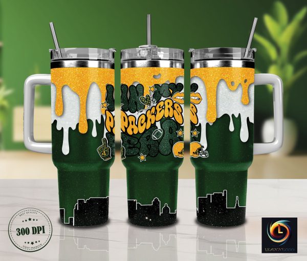 Green Bay Packers NFL Glitter Custom Stanley Quencher 30oz-40oz Stainless Steel Tumbler Hot And Cold Tumbler