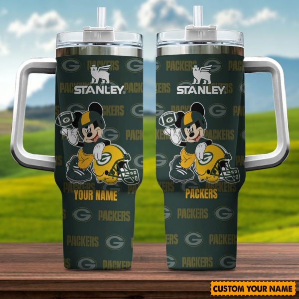 Green Bay Packers NFL Mickey Mouse Custom Stanley Quencher 30oz-40oz Stainless Steel Tumbler Hot And Cold Tumbler