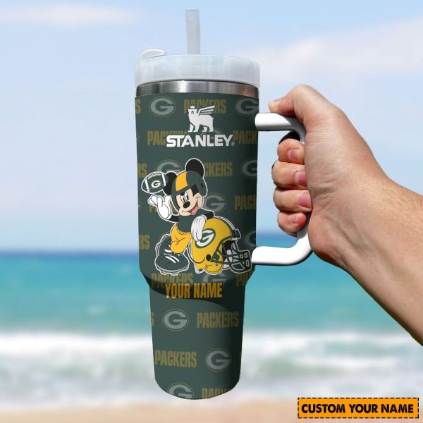 Green Bay Packers NFL Mickey Mouse Custom Stanley Quencher 30oz-40oz Stainless Steel Tumbler Hot And Cold Tumbler - Image 2