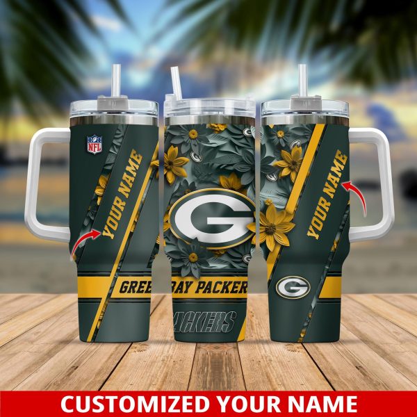 Green Bay Packers NFL Custom Stanley Quencher 30oz-40oz Stainless Steel Tumbler Hot And Cold Tumbler