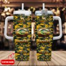 Green Bay Packers NFL Camouflage Golden Logo Custom Stanley Quencher 30oz-40oz Stainless Steel Tumbler Hot And Cold Tumbler
