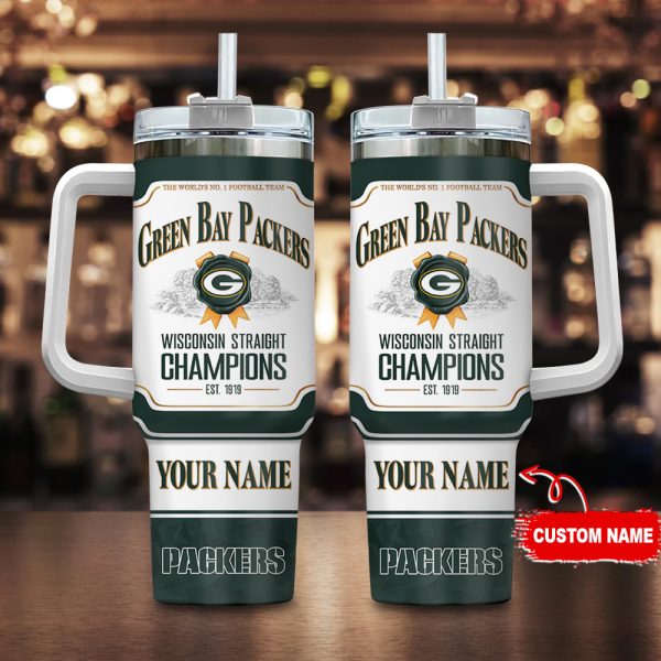 Green Bay Packers NFL Jim Beam Custom Stanley Quencher 30oz-40oz Stainless Steel Tumbler Hot And Cold Tumbler