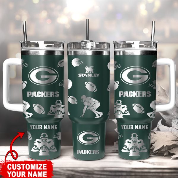Green Bay Packers NFL Custom Stanley Quencher 30oz-40oz Stainless Steel Tumbler Hot And Cold Tumbler