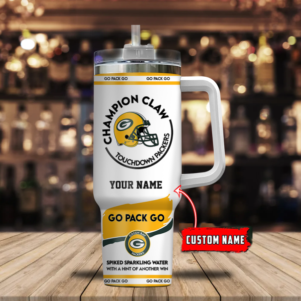 Green Bay Packers NFL Champion Claw Custom Stanley Quencher 30oz-40oz Stainless Steel Tumbler Hot And Cold Tumbler - Image 2
