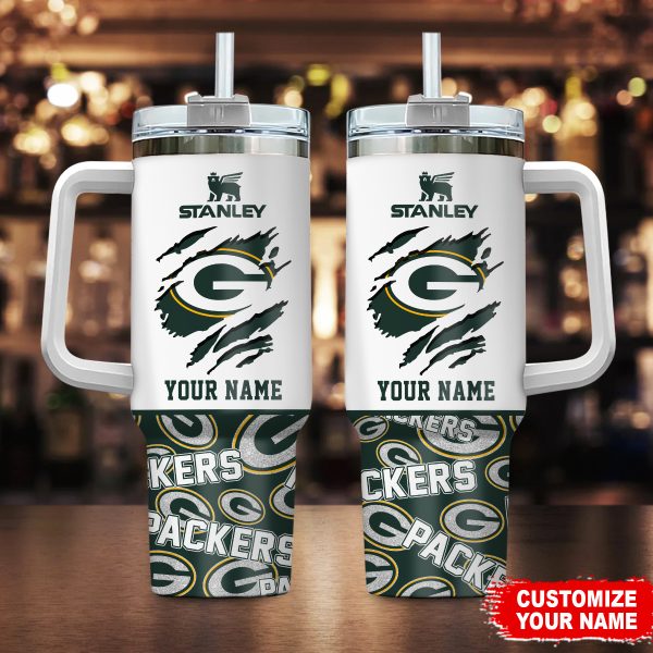 Green Bay Packers NFL Custom Stanley Quencher 30oz-40oz Stainless Steel Tumbler Hot And Cold Tumbler