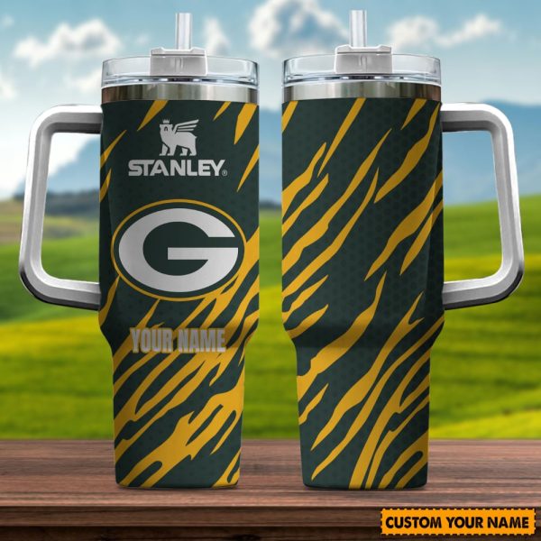 Green Bay Packers NFL Custom Stanley Quencher 30oz-40oz Stainless Steel Tumbler Hot And Cold Tumbler