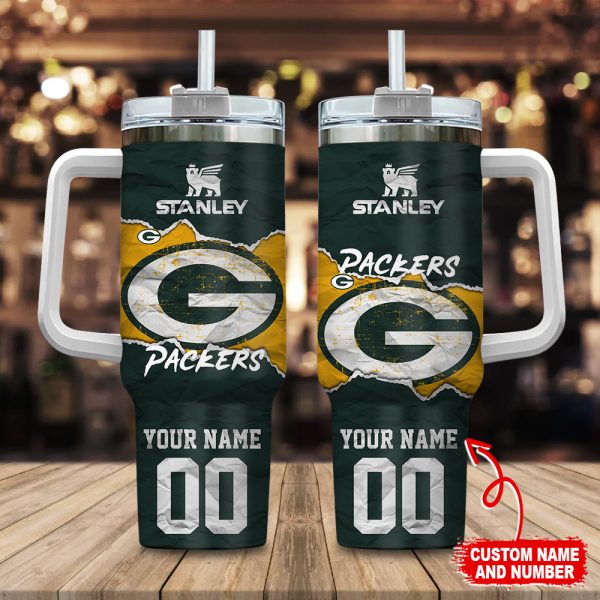 Green Bay Packers NFL Custom Stanley Quencher 30oz-40oz Stainless Steel Tumbler Hot And Cold Tumbler