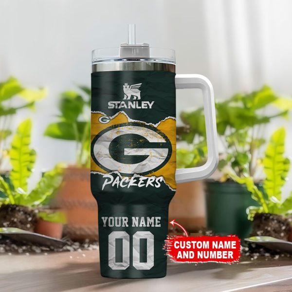 Green Bay Packers NFL Custom Stanley Quencher 30oz-40oz Stainless Steel Tumbler Hot And Cold Tumbler - Image 2
