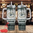 Green Bay Packers NFL Glitter Custom Stanley Quencher 30oz-40oz Stainless Steel Tumbler Hot And Cold Tumbler