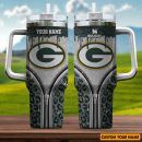 Green Bay Packers NFL Glitter Leopard Print Custom Stanley Quencher 30oz-40oz Stainless Steel Tumbler Hot And Cold Tumbler