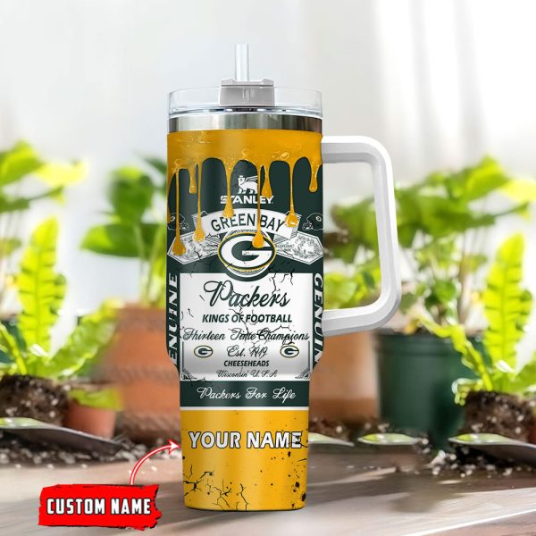 Green Bay Packers NFL Kings Of Football Custom Stanley Quencher 30oz-40oz Stainless Steel Tumbler Hot And Cold Tumbler - Image 2