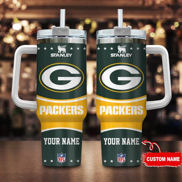 Green Bay Packers NFL Custom Stanley Quencher 30oz-40oz Stainless Steel Tumbler Hot And Cold Tumbler