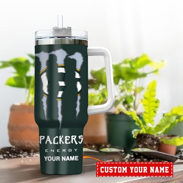 Green Bay Packers NFL Energy Nutrition Facts Custom Stanley Quencher 30oz-40oz Stainless Steel Tumbler Hot And Cold Tumbler - Image 2