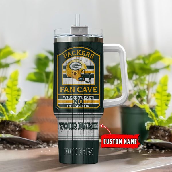 Green Bay Packers NFL Fan Cave Custom Stanley Quencher 30oz-40oz Stainless Steel Tumbler Hot And Cold Tumbler - Image 2