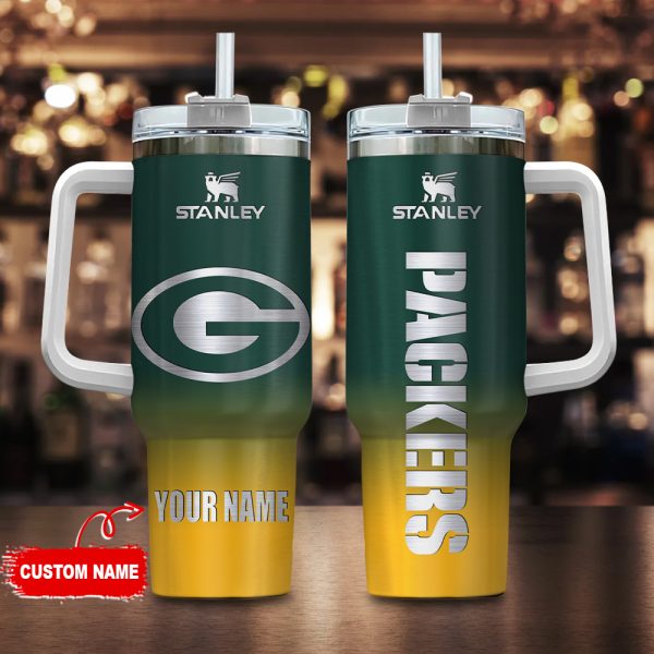 Green Bay Packers NFL Custom Stanley Quencher 30oz-40oz Stainless Steel Tumbler Hot And Cold Tumbler