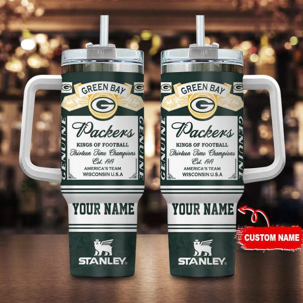 Green Bay Packers NFL Kings Of Football Custom Stanley Quencher 30oz-40oz Stainless Steel Tumbler Hot And Cold Tumbler