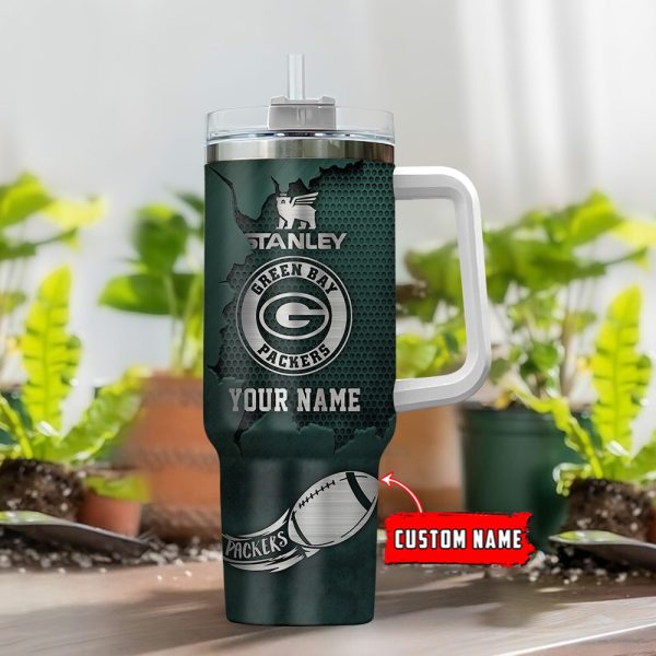 Green Bay Packers NFL Metal Style Custom Stanley Quencher 30oz-40oz Stainless Steel Tumbler Hot And Cold Tumbler - Image 2