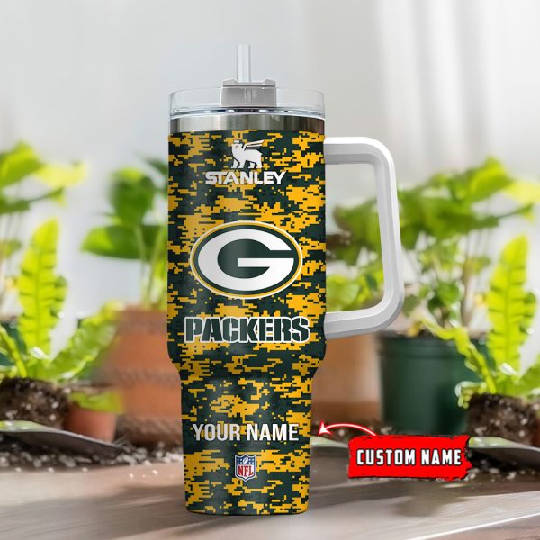 Green Bay Packers NFL Camouflage Custom Stanley Quencher 30oz-40oz Stainless Steel Tumbler Hot And Cold Tumbler - Image 2