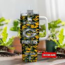Green Bay Packers NFL Camouflage Silver Logo Custom Stanley Quencher 30oz-40oz Stainless Steel Tumbler Hot And Cold Tumbler