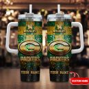 Green Bay Packers NFL Glitter Golden Logo Custom Stanley Quencher 30oz-40oz Stainless Steel Tumbler Hot And Cold Tumbler