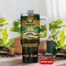 Green Bay Packers NFL Glitter Golden Logo Custom Stanley Quencher 30oz-40oz Stainless Steel Tumbler Hot And Cold Tumbler