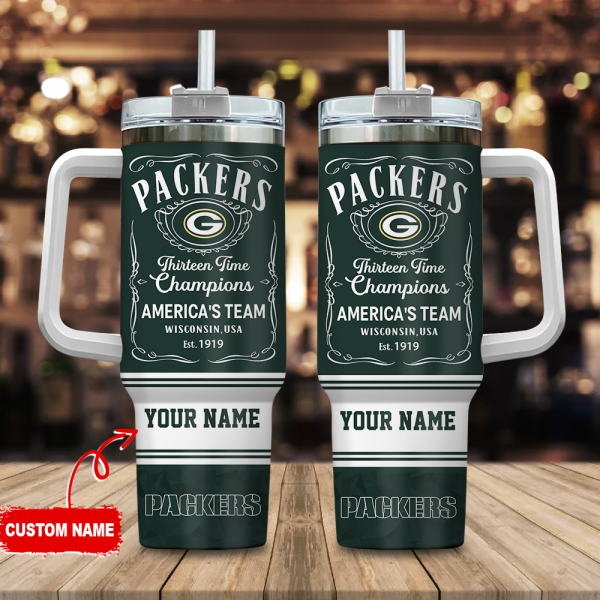 Green Bay Packers NFL Custom Stanley Quencher 30oz-40oz Stainless Steel Tumbler Hot And Cold Tumbler