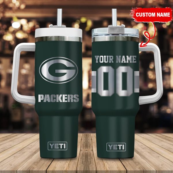 Green Bay Packers NFL Laser Engraved Effect Custom Stanley Quencher 30oz-40oz Stainless Steel Tumbler Hot And Cold Tumbler
