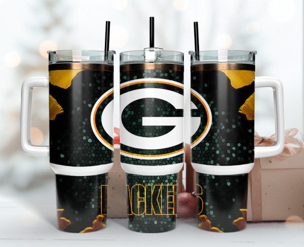 Green Bay Packers NFL Stained Glass Effect Custom Stanley Quencher 30oz-40oz Stainless Steel Tumbler Hot And Cold Tumbler