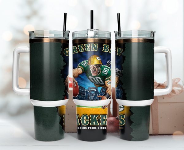Green Bay Packers NFL Mascot Custom Stanley Quencher 30oz-40oz Stainless Steel Tumbler Hot And Cold Tumbler
