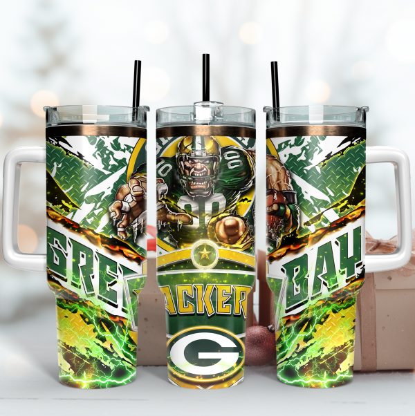 Green Bay Packers NFL Mascot Custom Stanley Quencher 30oz-40oz Stainless Steel Tumbler Hot And Cold Tumbler