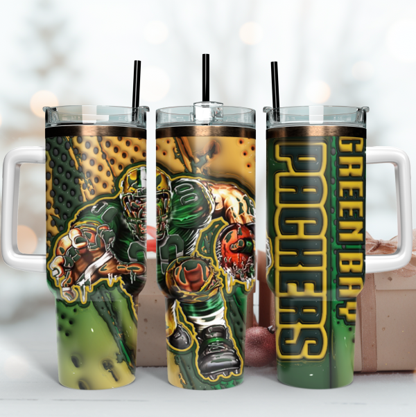 Green Bay Packers NFL Mascot Custom Stanley Quencher 30oz-40oz Stainless Steel Tumbler Hot And Cold Tumbler