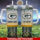Green Bay Packers Glitter NFL Custom Stanley Quencher 30oz-40oz Stainless Steel Tumbler Hot And Cold Tumbler
