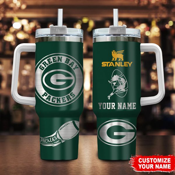 Green Bay Packers NFL Custom Stanley Quencher 30oz-40oz Stainless Steel Tumbler Hot And Cold Tumbler