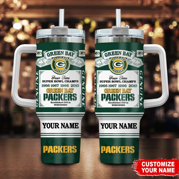 Green Bay Packers NFL Custom Stanley Quencher 30oz-40oz Stainless Steel Tumbler Hot And Cold Tumbler