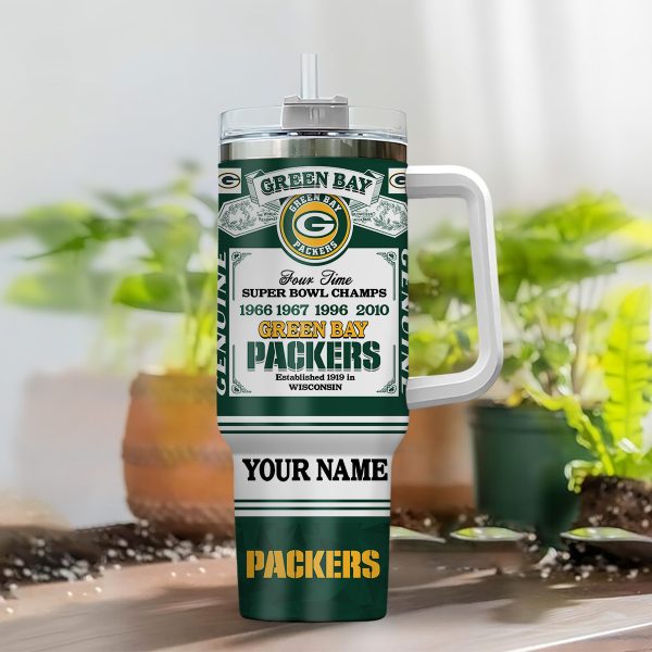 Green Bay Packers NFL Custom Stanley Quencher 30oz-40oz Stainless Steel Tumbler Hot And Cold Tumbler - Image 2