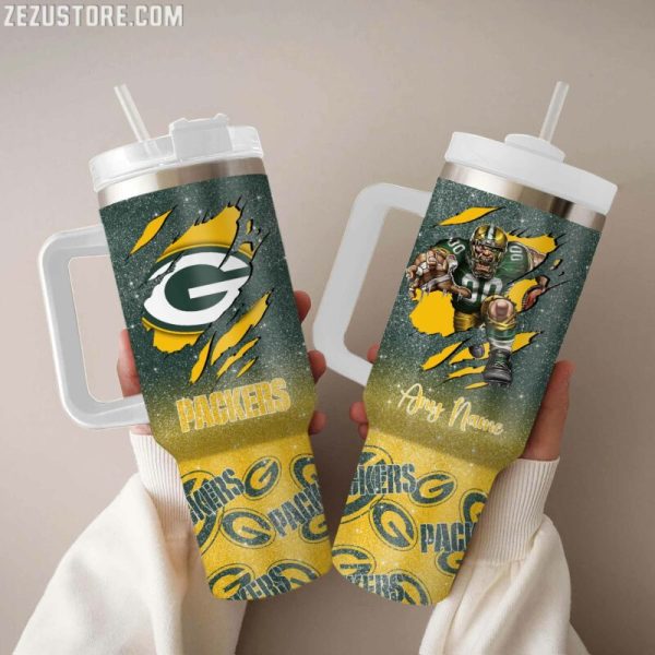 Green Bay Packers NFL Custom Stanley Quencher 30oz-40oz Stainless Steel Tumbler Hot And Cold Tumbler