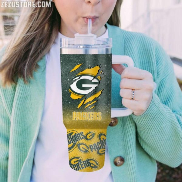 Green Bay Packers NFL Custom Stanley Quencher 30oz-40oz Stainless Steel Tumbler Hot And Cold Tumbler - Image 2