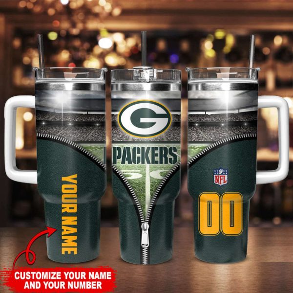 Green Bay Packers NFL Custom Stanley Quencher 30oz-40oz Stainless Steel Tumbler Hot And Cold Tumbler - Image 2