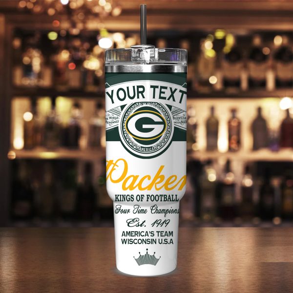 Green Bay Packers NFL Kings Of Football Custom Stanley Quencher 30oz-40oz Stainless Steel Tumbler Hot And Cold Tumbler - Image 2