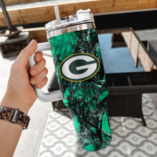 Green Bay Packers NFL Hunting Custom Stanley Quencher 30oz-40oz Stainless Steel Tumbler Hot And Cold Tumbler - Image 2