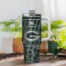 Green Bay Packers NFL Silver Custom Stanley Quencher 30oz-40oz Stainless Steel Tumbler Hot And Cold Tumbler